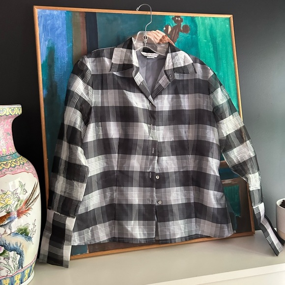 Bianca Nygard Chic Black and White Plaid Women's Blouse 12 - Picture 2 of 16